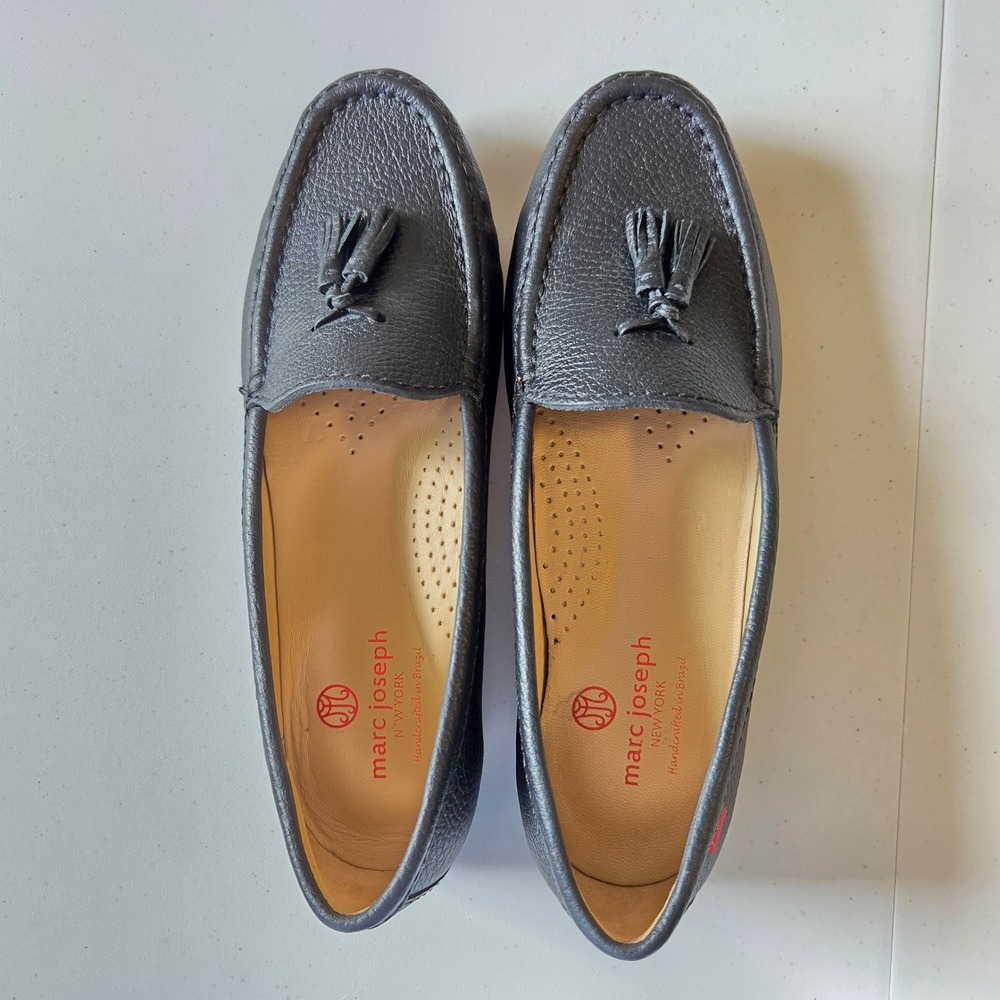 Marc Joseph New York Riviera Black Pebbled Leather Tassel Loafers Womens 7.5 - Picture 5 of 9